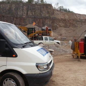 Offloading a newly remanufactured radiator for a screener in the quarry